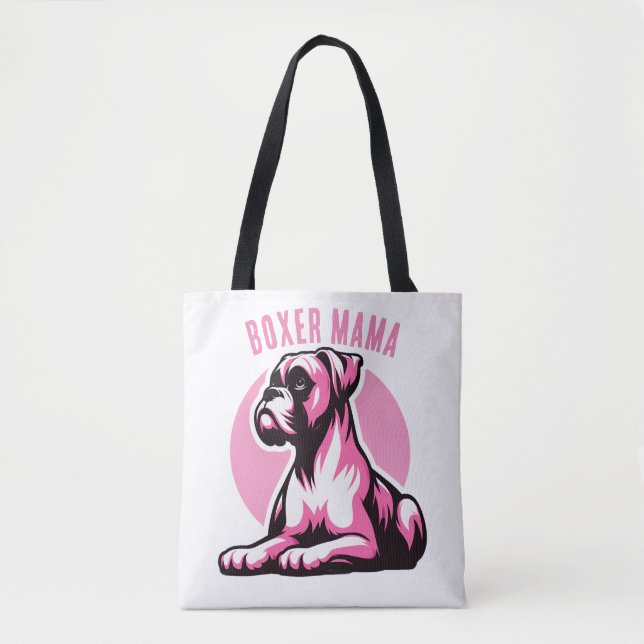 Boxer Mama: Niedliche Pink Boxer Dog Silhouette (Vorderseite)