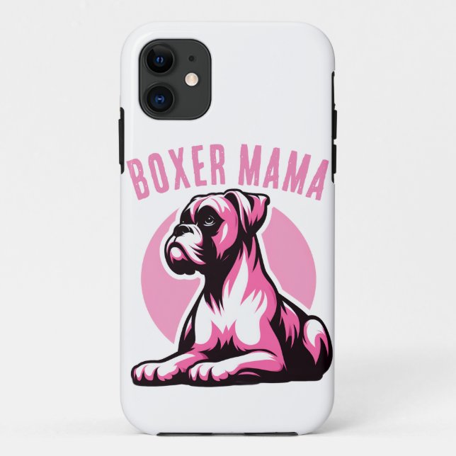 Boxer Mama: Niedliche Pink Boxer Dog Silhouette Case-Mate iPhone Hülle (Rückseite)