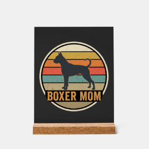 Boxer-Mama Retro-Sonnenuntergang Hund Acrylschild