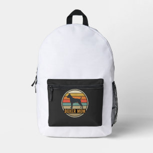 Boxer-Mama Retro-Sonnenuntergang Hund Bedruckter Rucksack