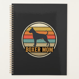 Boxer-Mama Retro-Sonnenuntergang Hund Planer