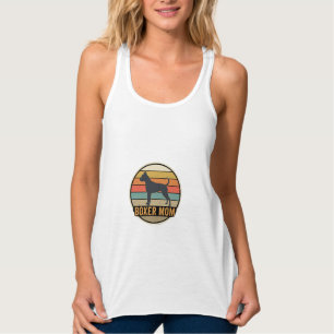 Boxer-Mama Retro-Sonnenuntergang Hund Tank Top