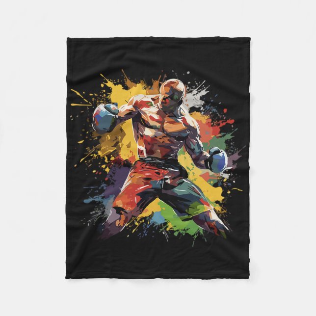 Boxer Man Boxing Paint Splash Boxhandschuhe Fleecedecke (Vorderseite)