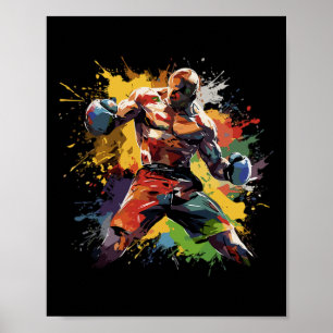 Boxer Man Boxing Paint Splash Boxhandschuhe Poster
