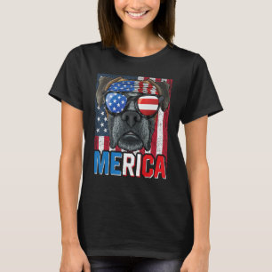 Boxer Merica Flag 4. Juli Dog American Puppy P T-Shirt