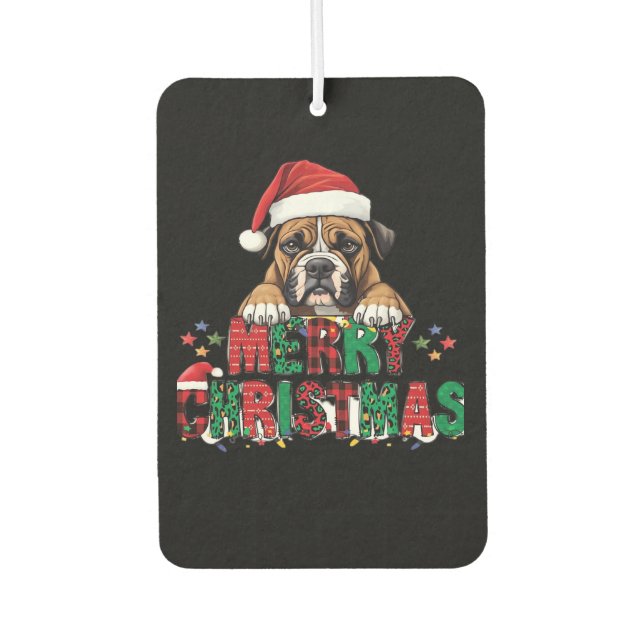 Boxer - Merry Christmas Dog Oversized T-Shirt Autolufterfrischer (Vorderseite)