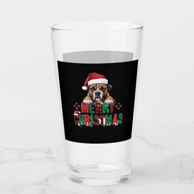 Boxer - Merry Christmas Dog Oversized T-Shirt Glas (Vorderseite)