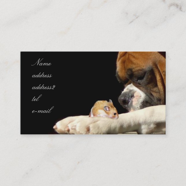 Boxer mit Hamster-Visitenkarte Visitenkarte (Vorderseite)