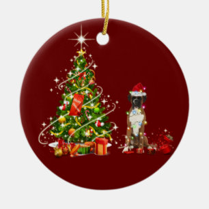 Boxer mit Hat Scaft Weihnachten Keramik Ornament