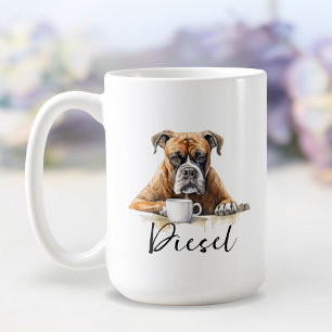 Boxer mit Kaffeehund Tasse mit Einstellung Aquarel