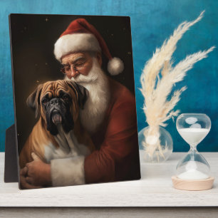 Boxer mit Santa Claus Festives Weihnachten Fotoplatte