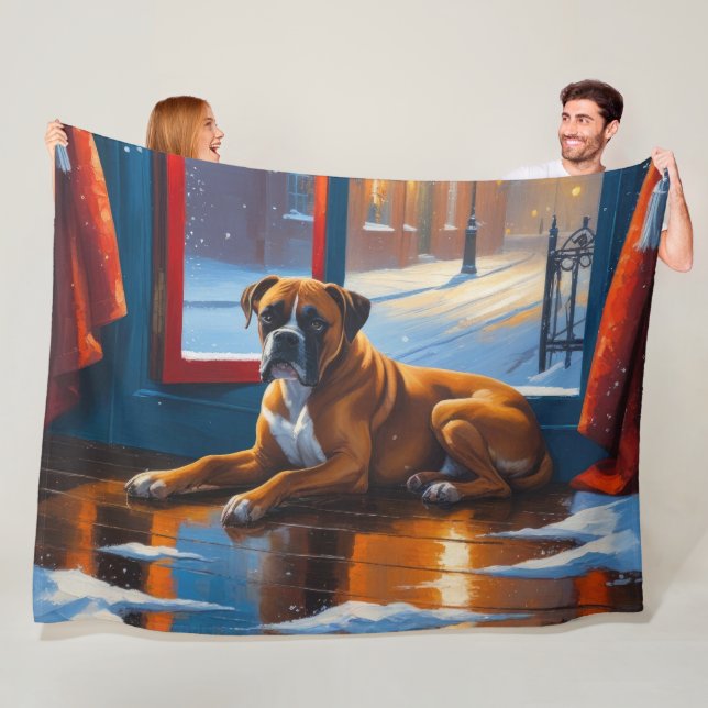 Boxer mit Weihnachtsbeleuchtung Urlaub Fleecedecke (Beispiel)
