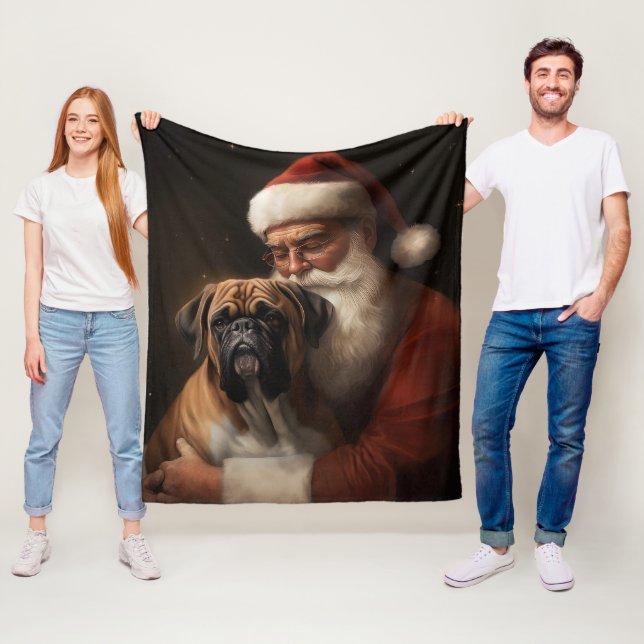 Boxer mit Weihnachtsfeiern Fleecedecke (Beispiel)