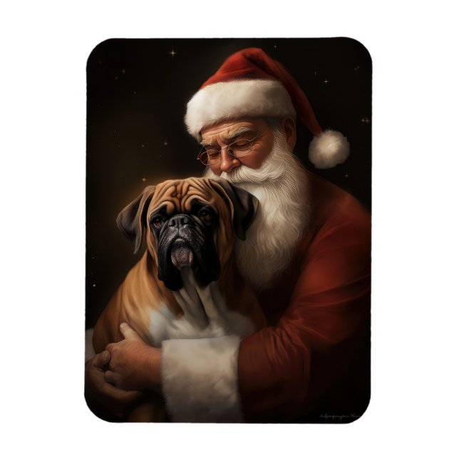 Boxer mit Weihnachtsfeiern Magnet (Vertikal)