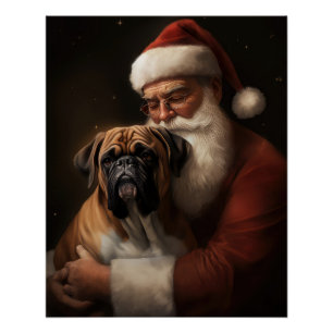 Boxer mit Weihnachtsfeiern Poster