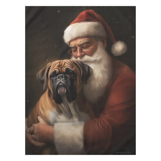 Boxer mit Weihnachtsfeiern Tischdecke (Vorderseite)