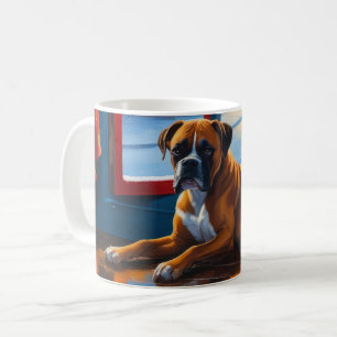 Boxer mit Weihnachtslichtern Urlaub Kaffeetasse