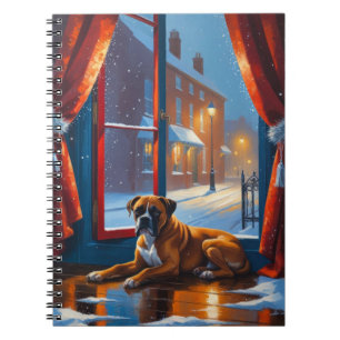 Boxer mit Weihnachtslichtern Urlaub Notizblock