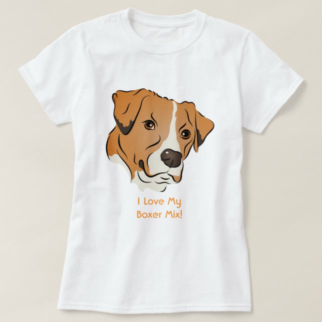 Boxer Mix Grafisches Dog-Portrait T-Shirt (Design vorne)
