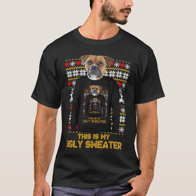 Boxer Mom Dad Dog Ugly Christmas Sweater T-Shirt (Vorderseite)