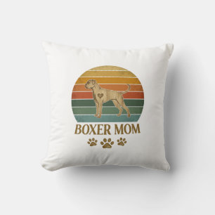 Boxer-Mutter-Hund Retro-Sonnenuntergang-Pfotenabdr Kissen