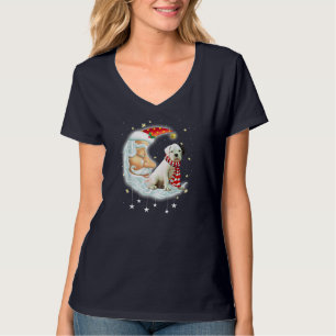 Boxer Niedlicher Weihnachtsmond Weihnachtshund T-Shirt