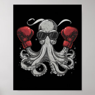 Boxer Octopus Lover Ocean Creature Boxkick Poster