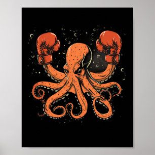 Boxer Octopus Lover Ocean Creature Boxkick Poster