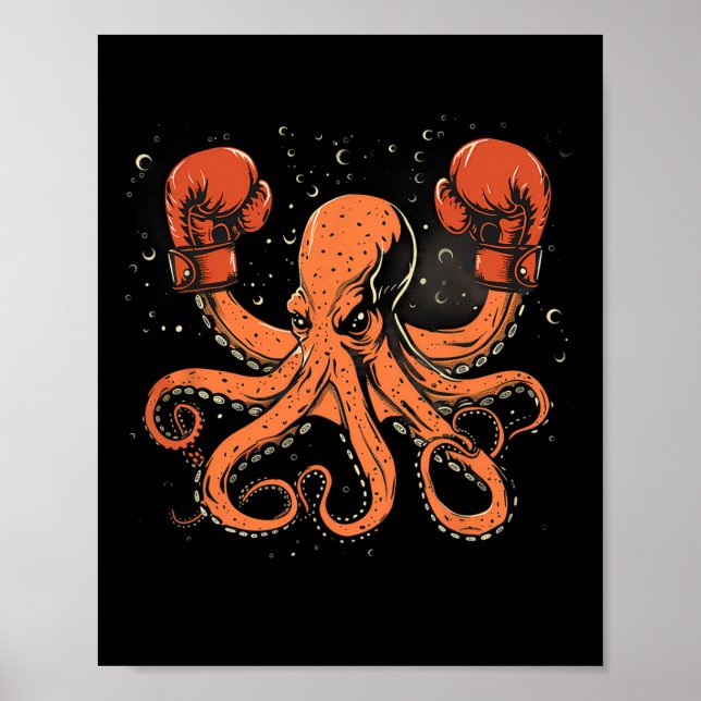Boxer Octopus Lover Ocean Creature Boxkick Poster (Vorne)