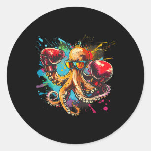 Boxer Octopus Lover Ocean Creature Boxkick Runder Aufkleber