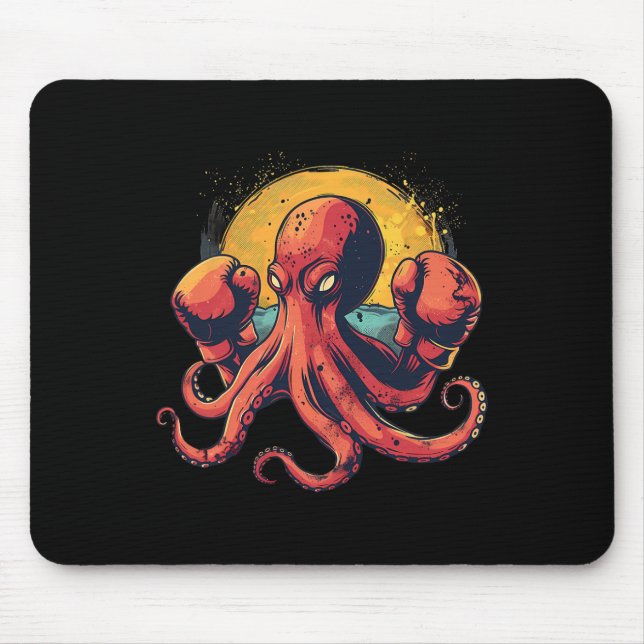 Boxer Octopus Lover Ocean Sea Creature Funny Boxen Mousepad (Vorne)