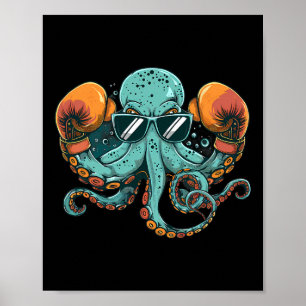 Boxer Octopus Lover Ocean Sea Creature Funny Boxen Poster