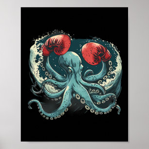 Boxer Octopus Lover Ocean Sea Creature Funny Boxen Poster