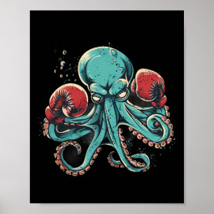 Boxer Oktopus Liebhaber Ozean Meer Kreatur Kickbox Poster