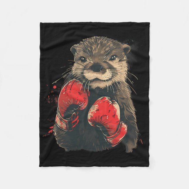 Boxer Otter mit Boxhandschuhen Kickboxen Lustig Bo Fleecedecke (Vorderseite)