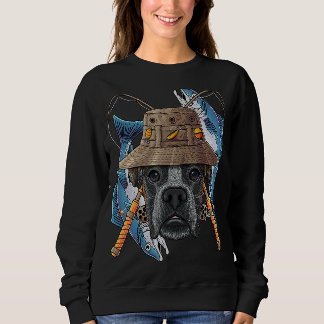 Boxer Outdoor Fisherman Dog Niedlich Fly Fishi Sweatshirt (Vorderseite)