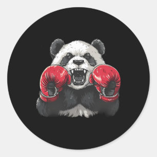 Boxer-Panda mit Boxhandschuhen Kickboxen Lustiges Runder Aufkleber