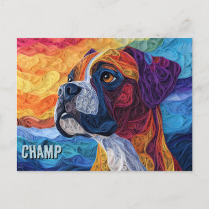 Boxer Paper Quilling Art Dog Portrait Postkarte
