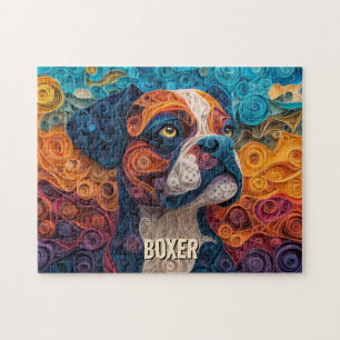 Boxer Papier-Quilling-Kunst-Hundeporträt Puzzle