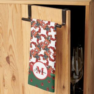 Boxer Pattern Monogram Christmas Dog Geschirrtuch