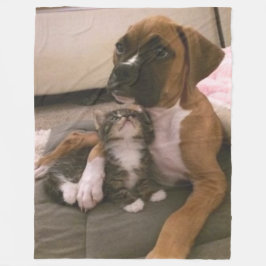 BOXER PUPPY and KITTEN Fleecedecke