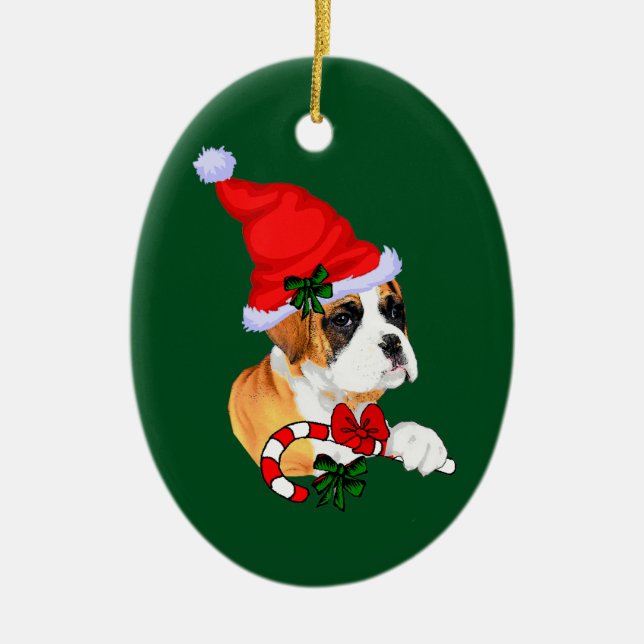 Boxer Puppy Christmas Keramik Ornament (Vorne)