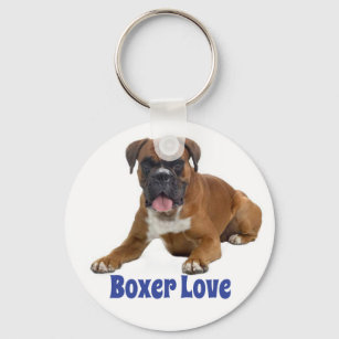 Boxer Puppy Dog Blue Liebe Schlüsselanhänger
