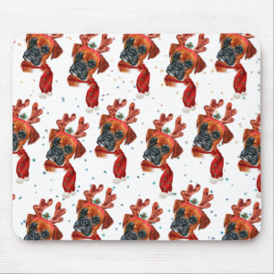 Boxer-Rasse Wasserfarbe-Hundemuster Sterne Weihnac Mousepad