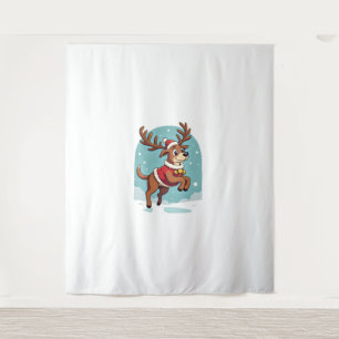 Boxer Reindeer Dash Wandteppich