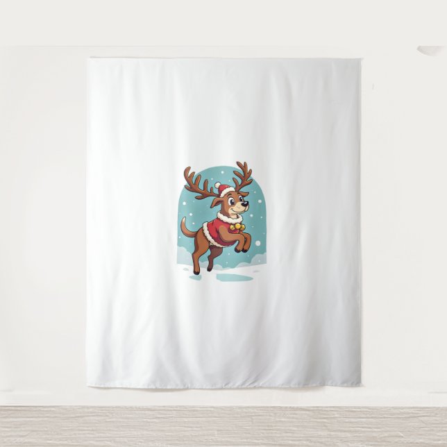 Boxer Reindeer Dash Wandteppich (Vorderseite)