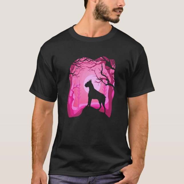 Boxer Retro Pink Boxer Dog T-Shirt (Vorderseite)