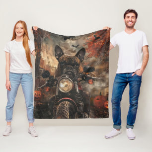 Boxer Riding Motorrad Halloween Beängstigend Fleecedecke