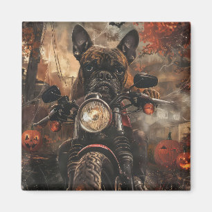 Boxer Riding Motorrad Halloween Beängstigend Magnet