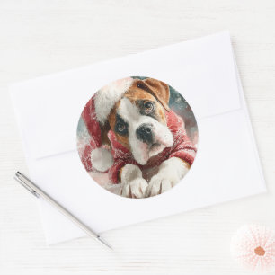 Boxer Runde Weihnachtssticker Runder Aufkleber